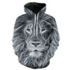 White Lightning Lion Face Hoodie