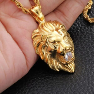 Gold Color High Quality Lion Head Pendant Necklace