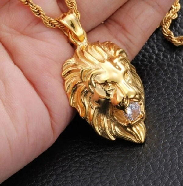 Gold Color High Quality Lion Head Pendant Necklace