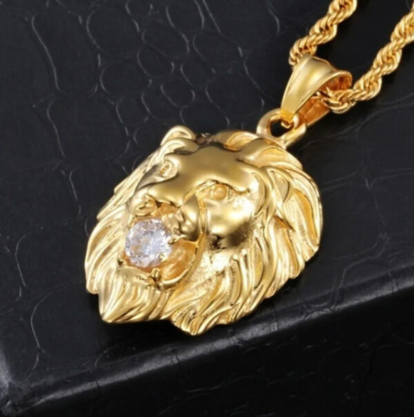 Gold Color High Quality Lion Head Pendant Necklace