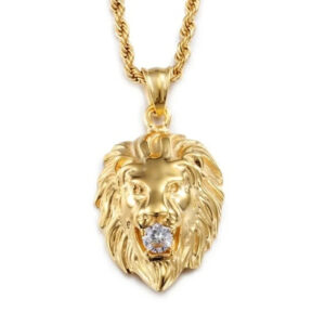 Gold Color High Quality Lion Head Pendant Necklace