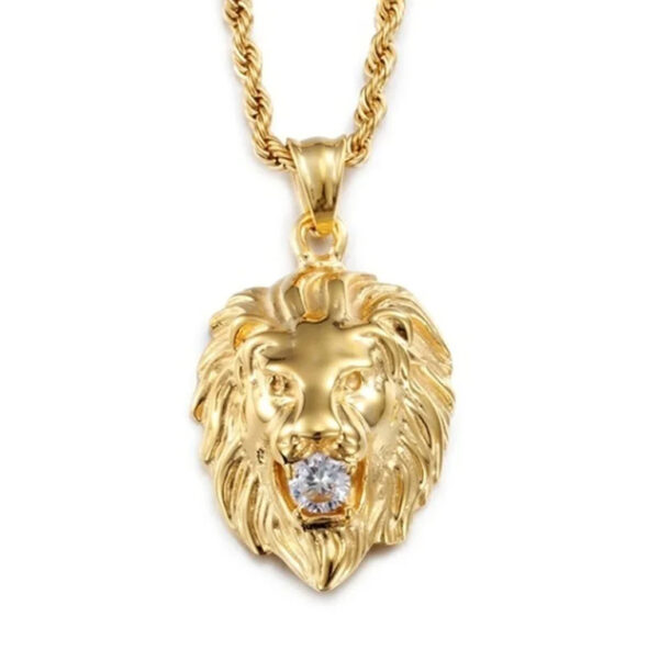 Gold Color High Quality Lion Head Pendant Necklace