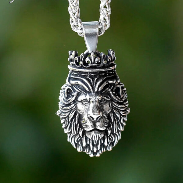 316L Stainless Steel Lion Crown Necklace Pendant