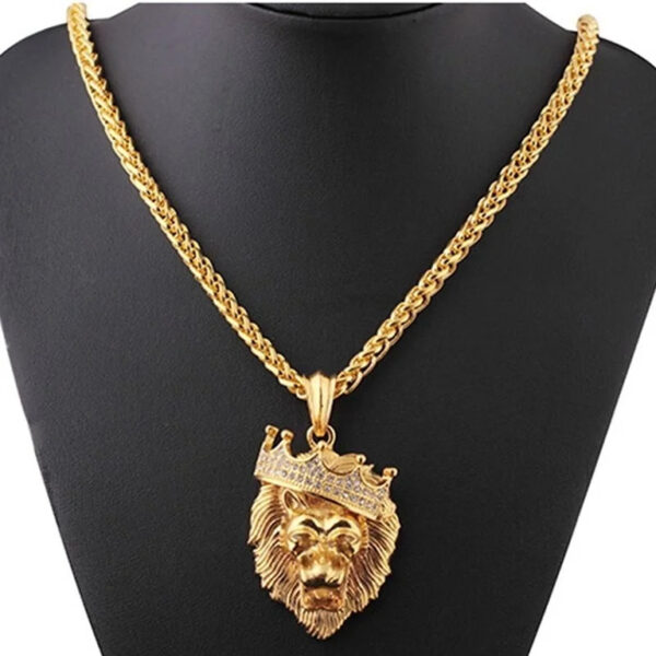 Crown Lion Head Pendant Necklace