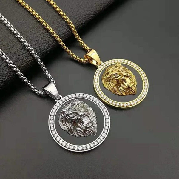 Long Hair Lion Pendant Necklace