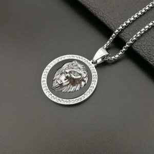 Long Hair Lion Pendant Necklace