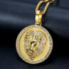 Gold Round Lion Head Pendant