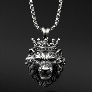 Crown Lion Roarring Pendant