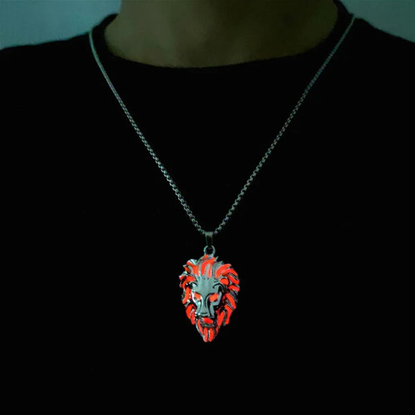 Glow In The Dark Lion Pendant Necklace