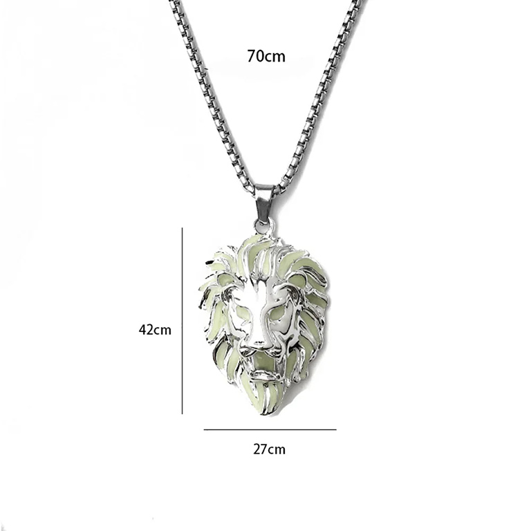 Glow In The Dark Lion Pendant Necklace size