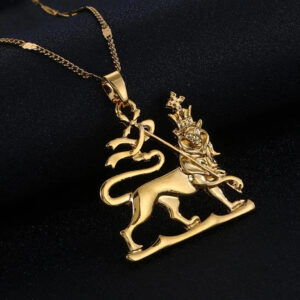 Gold Color Ethiopian Lion Pendant Necklace