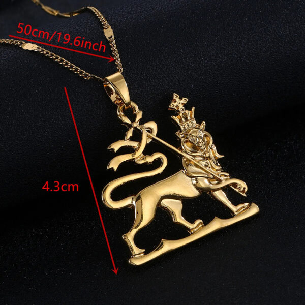 Gold Color Ethiopian Lion Pendant Necklace