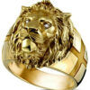 Golden Lion Head Ring