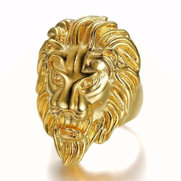 Gold Silver Lion Face Ring