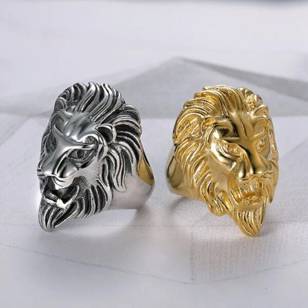 Gold Silver Lion Face Ring