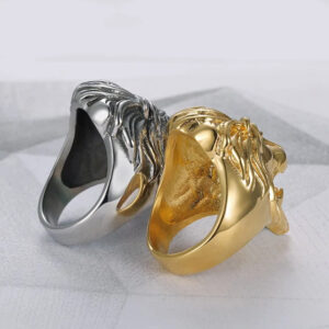 Gold Silver Lion Face Ring