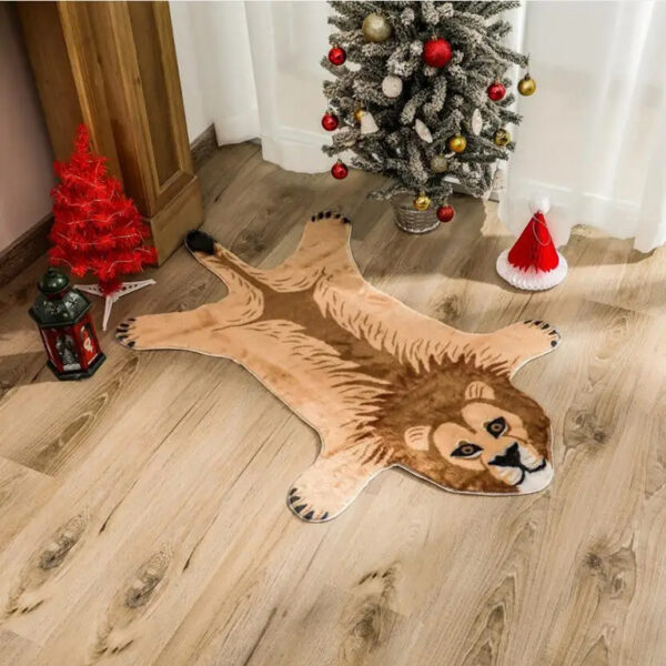 Brown Imitation Faux Lion Skin Rug