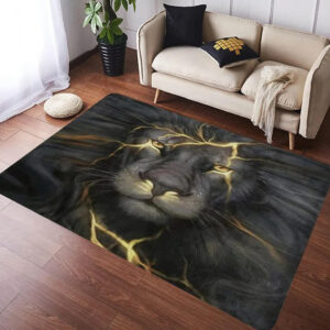 Black Golden Lion Large Rug